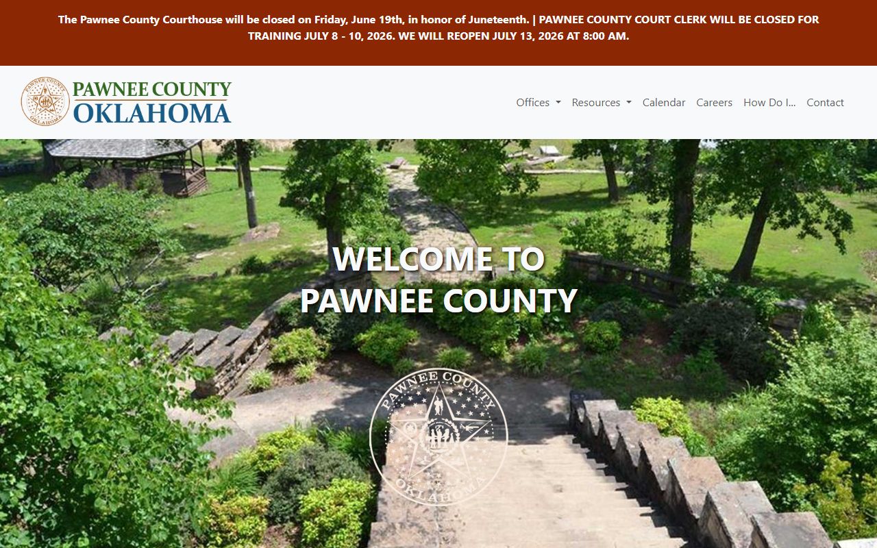 Pawnee County court and county office directory on the official county website